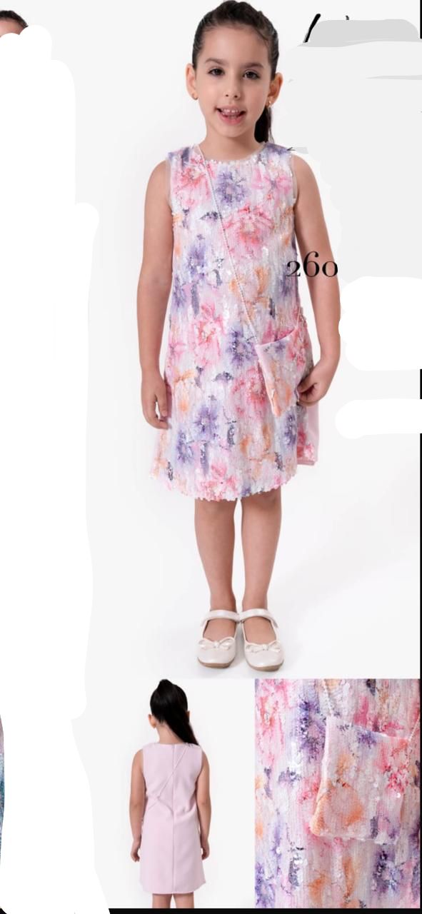 Venessa Girls Pastel Multicolor Floral Party Dress