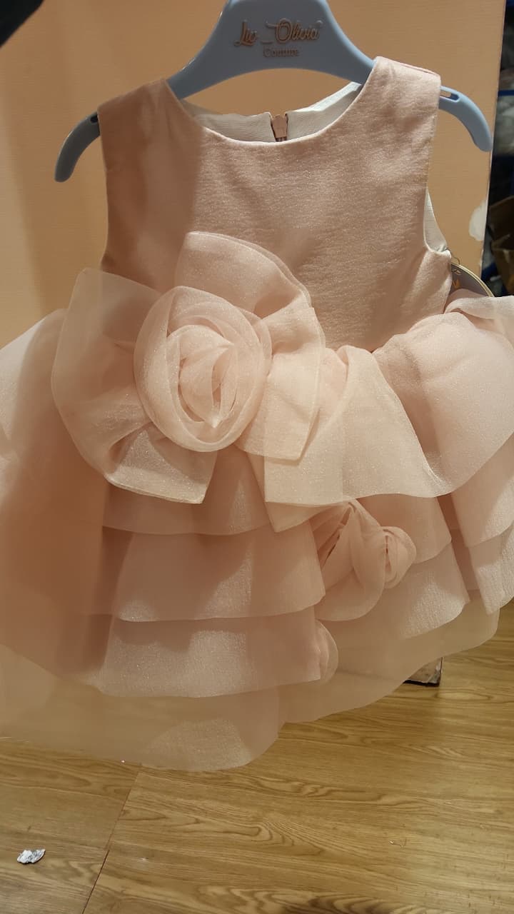 Saja Girls Charming Blush Pink Layered Ruffle Party Dress