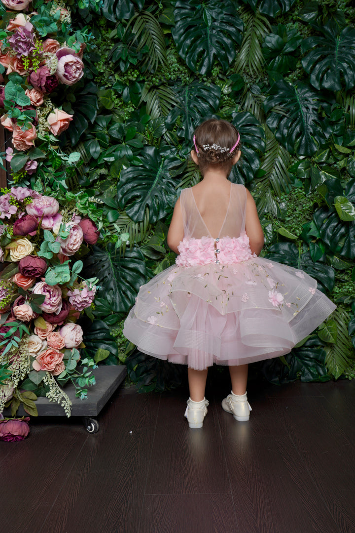 Gorgeous Flower Pink Color Tulle Dress