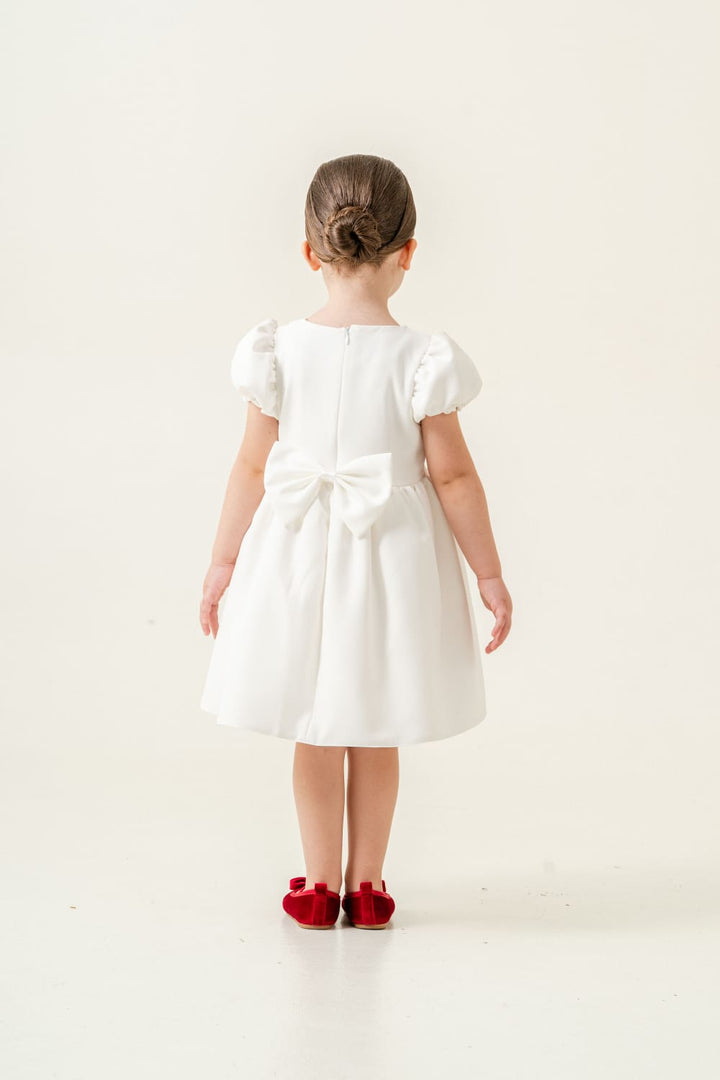 Neeha Elegant White Big Flower Party Dress for Girls