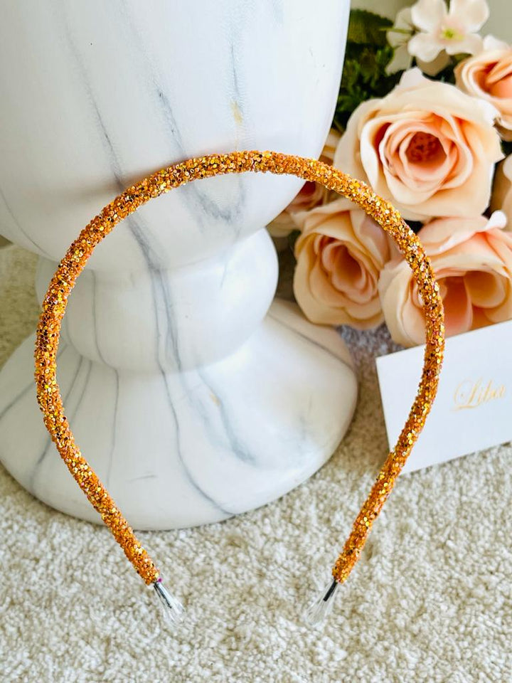 Orange Sparkly crystals Handmade Hairband