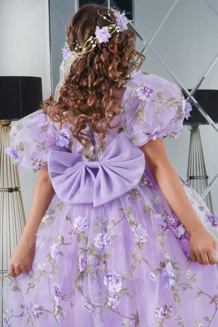 Reem Elegant Lilac Puff-Sleeve Premium Gown