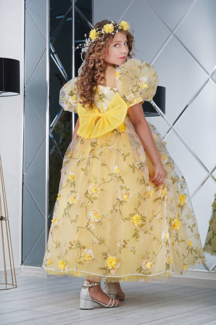 Reem Elegant Yellow Puff-Sleeve Premium Gown