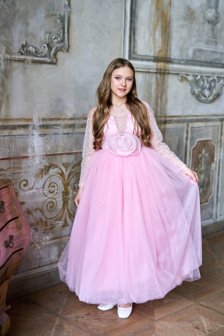 girls long dress Party Wear Dresses for in Dubai a-line ballgown Long Sleeve Dress Women's Color:Sage*