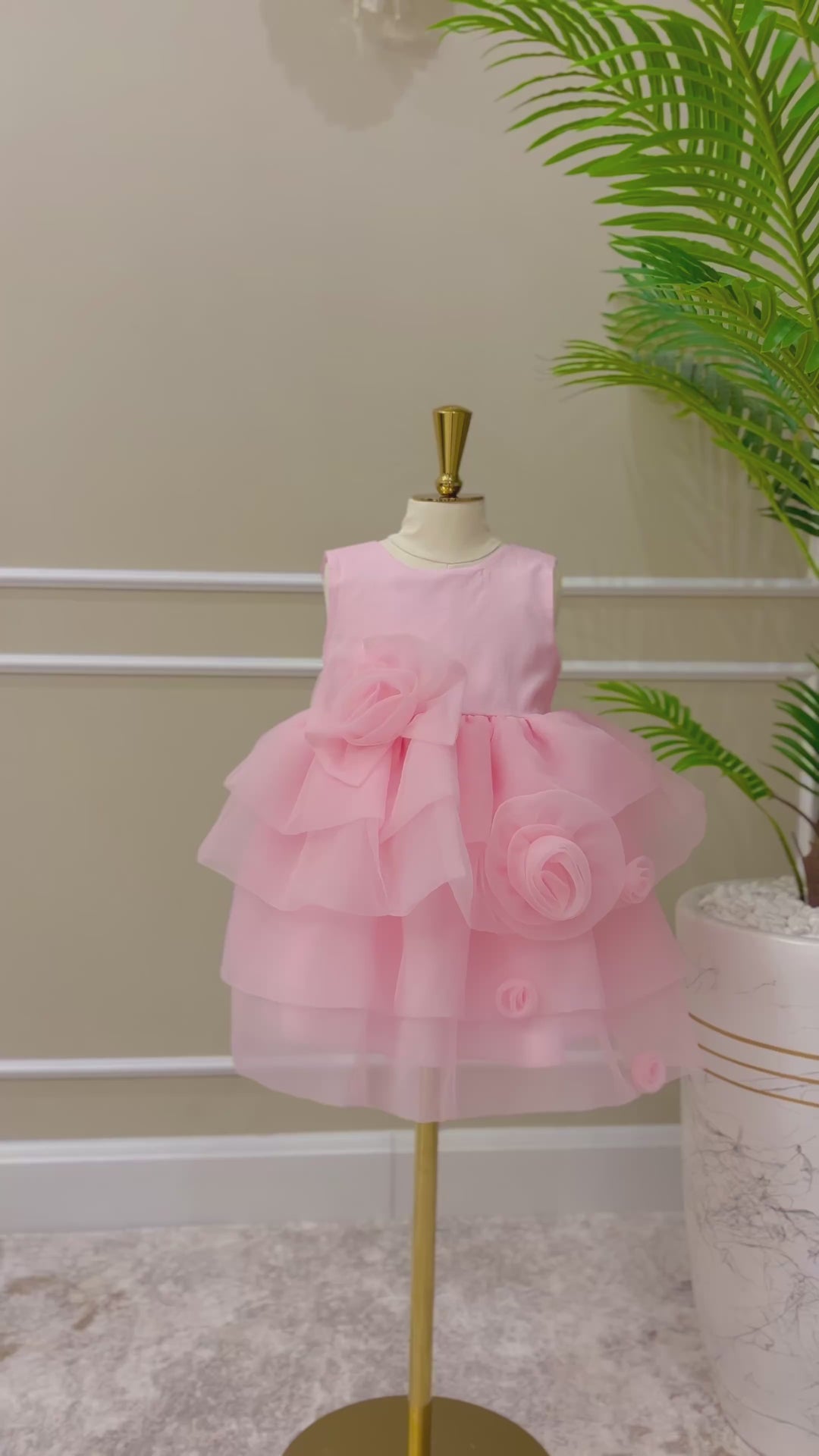 Saja Girls Charming Pink Layered Ruffle Party Dress