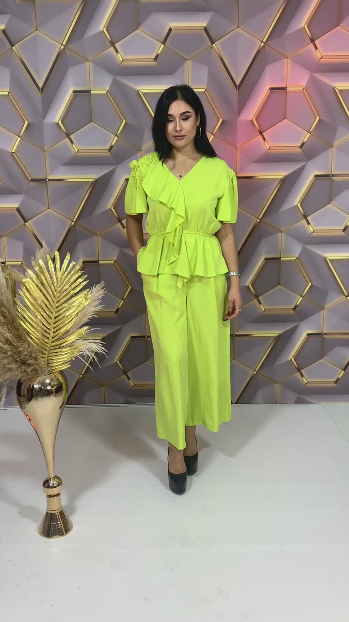 Premium Women Lime Green Co-ord Set Dress