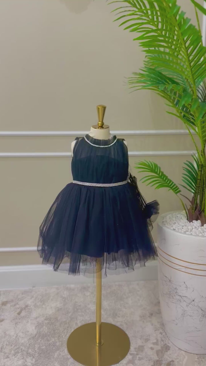 Ariana Luxury Black Tulle Sleeveless Party Dress for Girls