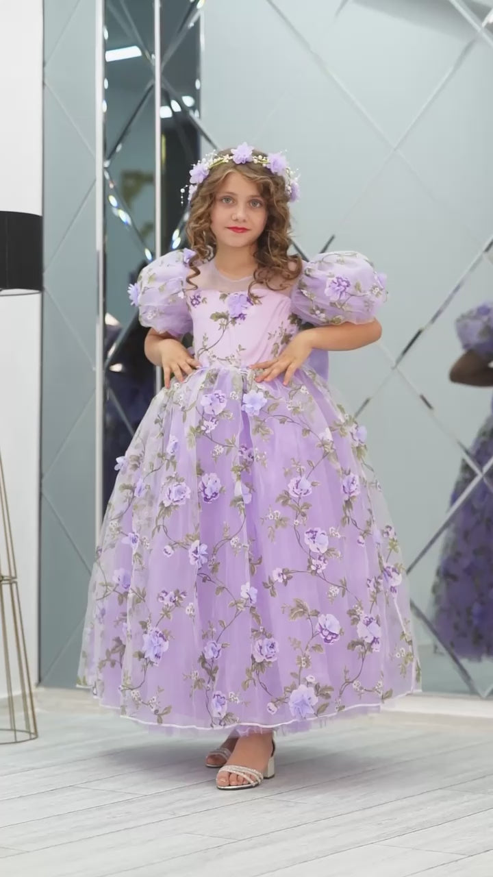 Reem Elegant Lilac Puff-Sleeve Premium Gown