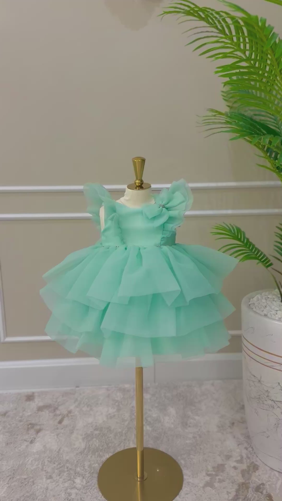 Celina Girls Elegant Aquamarine Tulle Party Dress