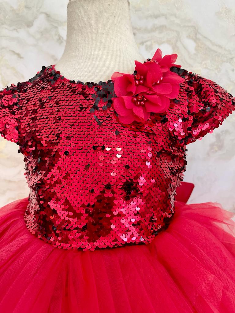 Serena Red Sequined Party Dress