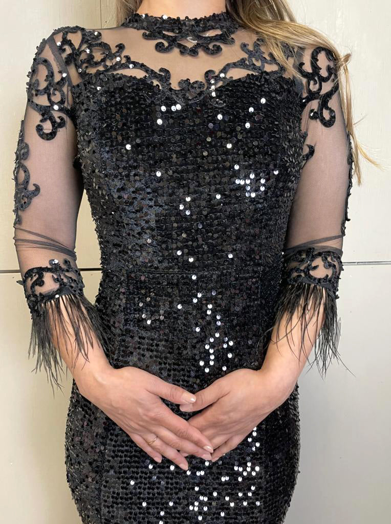 Black Sequins Long Party Dress For Women – Liba Fashion