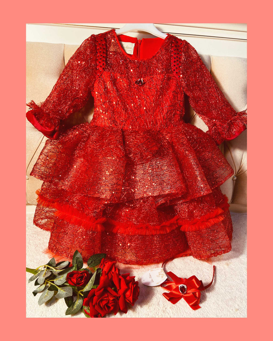 Eva Red Party Dress For Girls