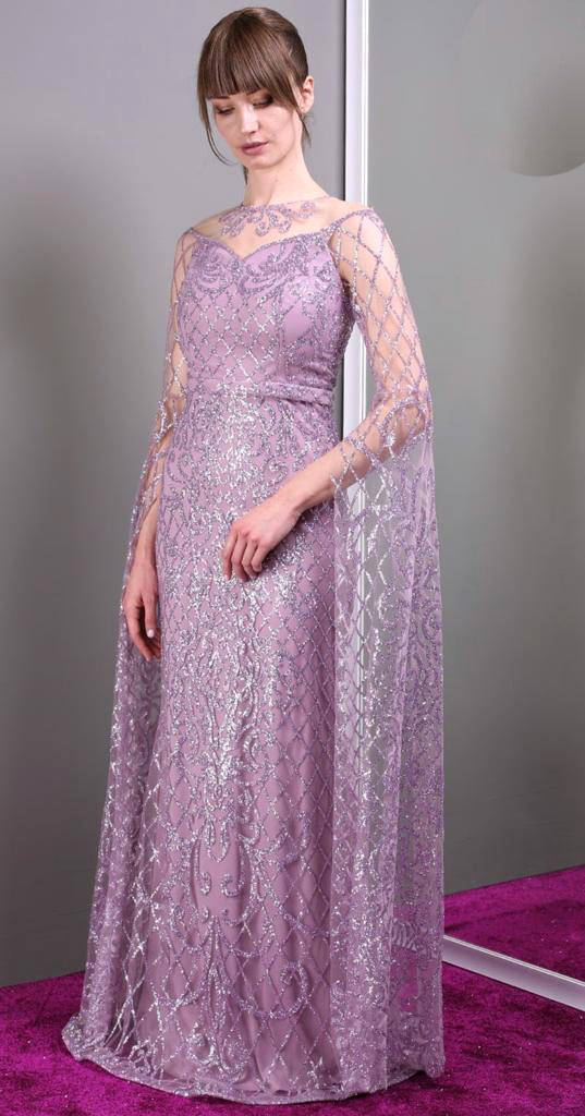 Luxury Lavender Glittery Sequins Lace Party Dress For Women